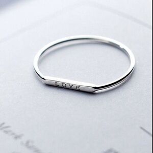 NEW Women's Dainty White Gold-Plated S925 LOVE Bar Band Ring Size‎ 7